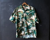 Vintage Hawaiian Shirt Wood Panel Truck and Palm Trees From Nowvintage on Etsy