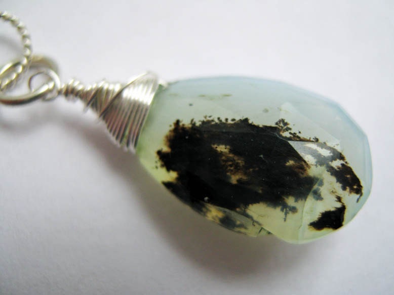 Peruvian Blue Opal Pendant With Fern Features
