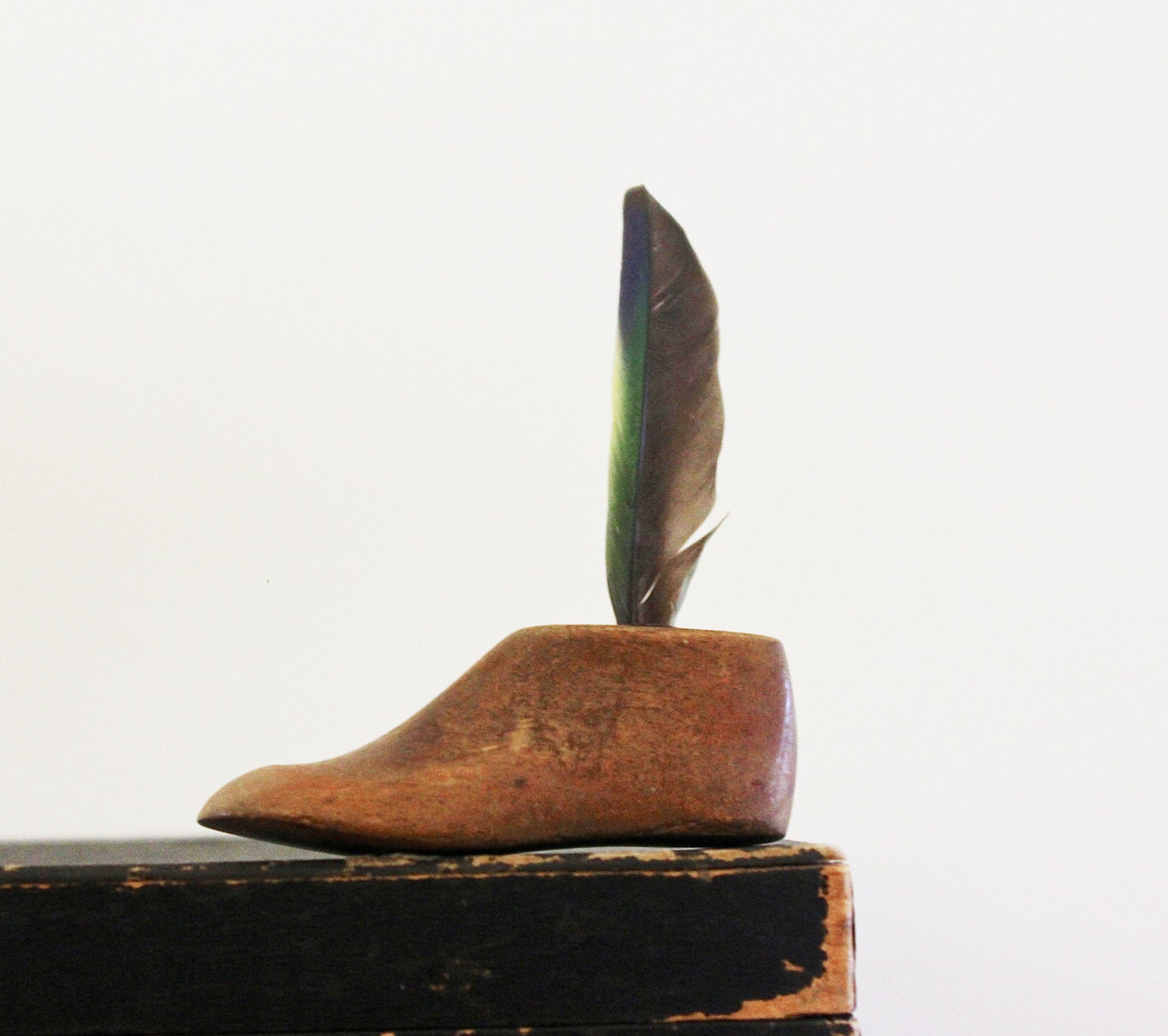 One Small Step - Antique Wooden Shoe Form - Vintage Home Decor - Children - Kids - Brown