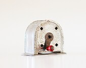 Let 'Em Air Dry - Vintage Retractable Laundry Line - Metal - Industrial - Silver - Red - Rustic - Home Decor