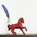 Save Your Pennies - Antique Red Cast Iron Horse Bank - Red - Southwest - Tribal - Vintage Home Decor