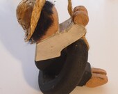 Vintage Tire Swing Vintage Home Decor Wood Boy Tire Swing Handmade Wood Painted Straw Hat Twine Rope Unique Country Cottage Design