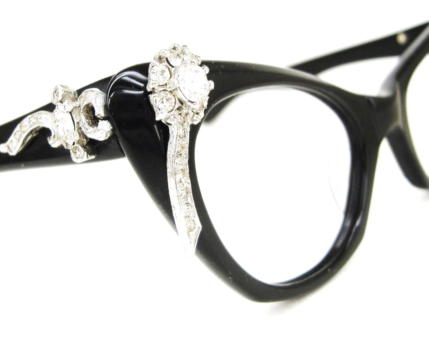 Vintage 50s Cats Eye Eyeglasses Sunglasses Frame With Decorative Accents French Frame