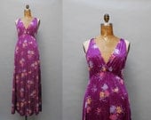 vintage 1970s floral maxi dress / nightgown