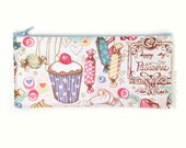 Cute Pencil Case Zipper Pouch French Cafe Ice Cream Candy Cakes Sweets - B Pouch Only