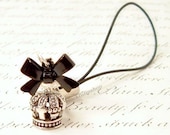 Kawaii Cell Phone DS Lite Charm Zipper Pull Black Bow Silver Crown Royal Lolita Princess