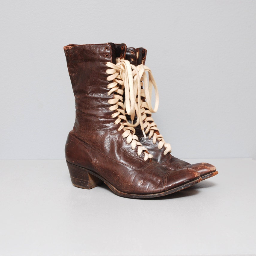 1920s Boots - Brown Leather Victorian Boots - Size 6