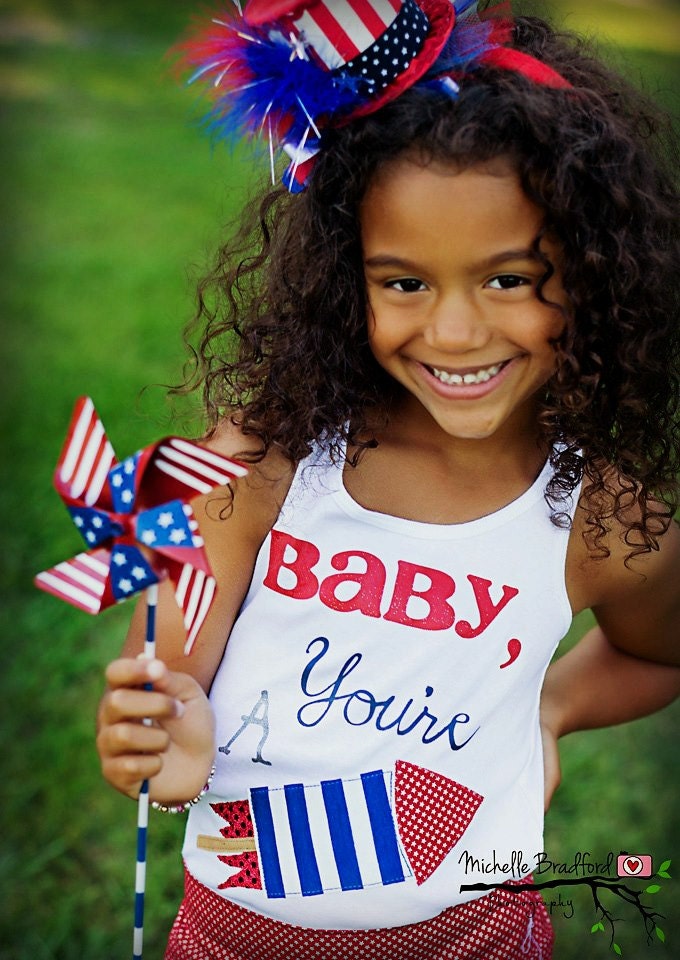 BABY, you're a FIREWORK tank from the Yankee Doodle Sweetheart collection sizes 12mo to girls 14/16