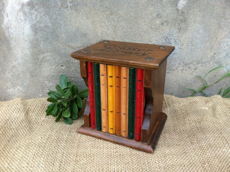 Instant Collection - Vintage Rustic Industrial Primitive Farmhouse Drink Coasters - Library - Book - CHIC