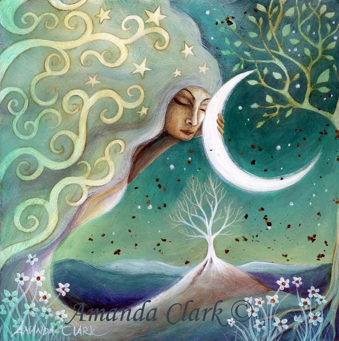 Earth and Moon art print by Amanda Clark