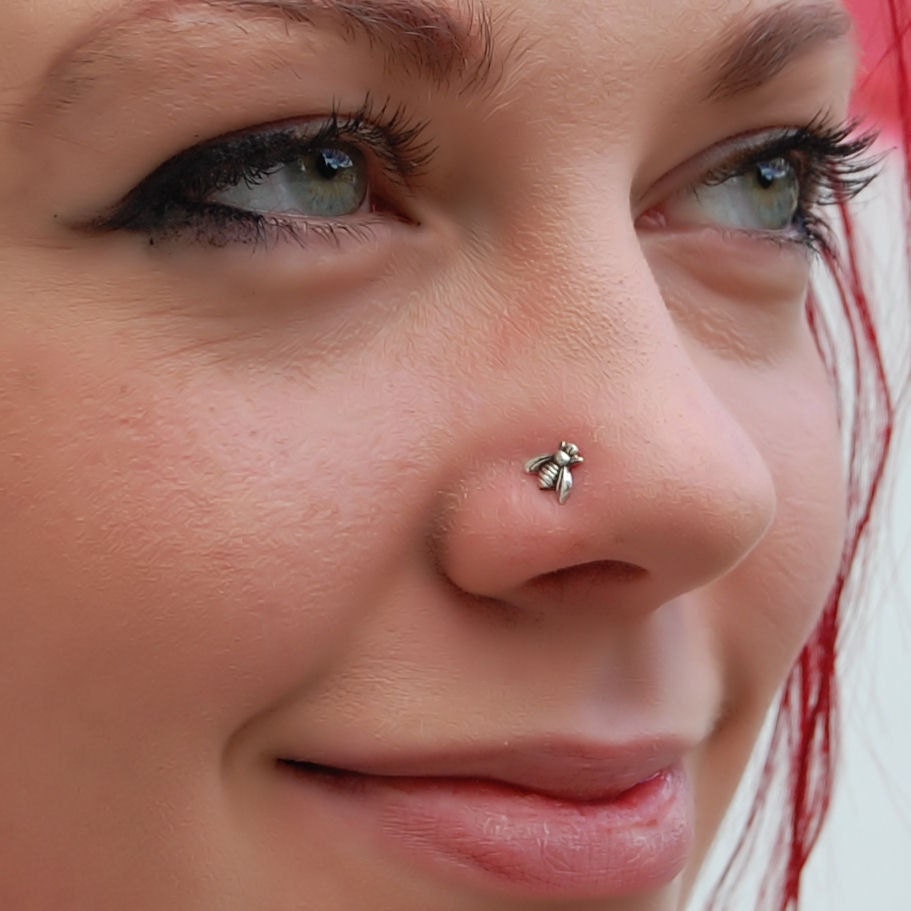 Sterling Silver Little Bee Insect Nose Stud - CUSTOMIZE