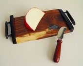 Wood Cheese Board With Metal Handles And Cheese Knife