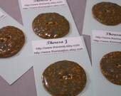 Earthenware Focal Button, Round, Brown and Turquoise