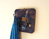 Wall Organizer Vintage Brass Hooks Repurposed Wood - ReclaimedDesigns