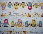 Russian dolls, Kokka thick cotton fabric from Japan, size 18" x 22", US ship only