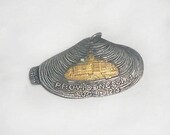 Vintage Dark Silvertone Clam Shell Pendant 1923 Providence RI