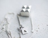 Chunky spiky two-face solid silver cube necklace