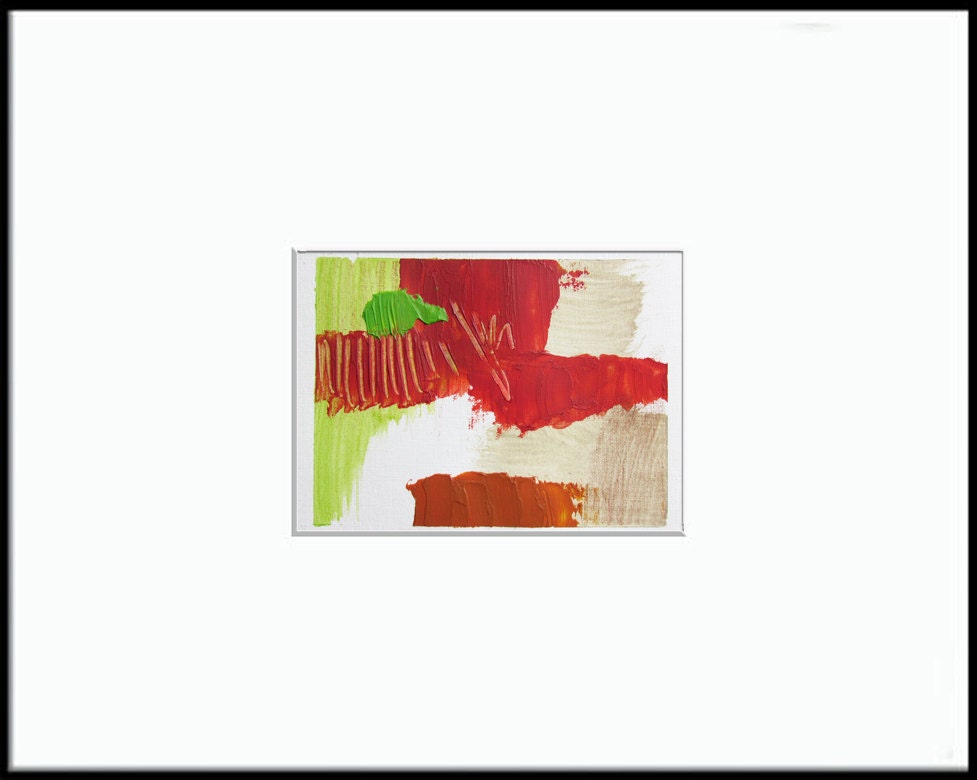Colorful Red Abstract Painting, 4.5 x 6 original fine art -- "Painting 172" --  acrylic painting on paper