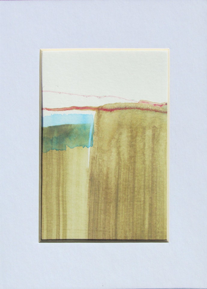 Matted Abstract Landscape Art, 5 x 7" original fine art, matted -- "Painting 375"