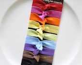 MEMORIAL DAY SALE Knotted Elastic Hair Ties - Ponytail Holders - Toddlers to Adults - Double as Bracelets - Rainbow Collection