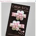 SPRING SALE Baby Hair Bow Clips - Precious Pair - Pink and Green Plaid Flowers - Small Alligator Clips
