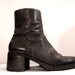Black Club Kid Boots / Short Mod Boots / Platform Heel Chunky Black Boots / US Women Sz 7 . 5