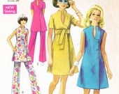Vintage 1960s Mod WRAP DRESS, TUNIC and Pants Pattern - 34 Bust - Size 12 - Simplicity 8278