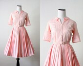 1950's dress - pink cotton 50's dress