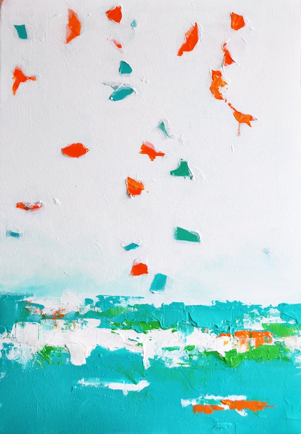 Blue Sea 3 - Original Abstract Painting, Seascape 20"x14"