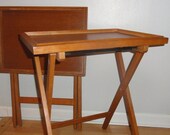 SALE Vintage TV Trays . Serving Trays . Set of 2 Teak Trays . Mid Century