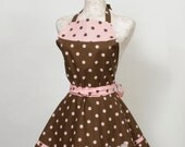Pink Brown wrap around circle apron butterfly appliqué