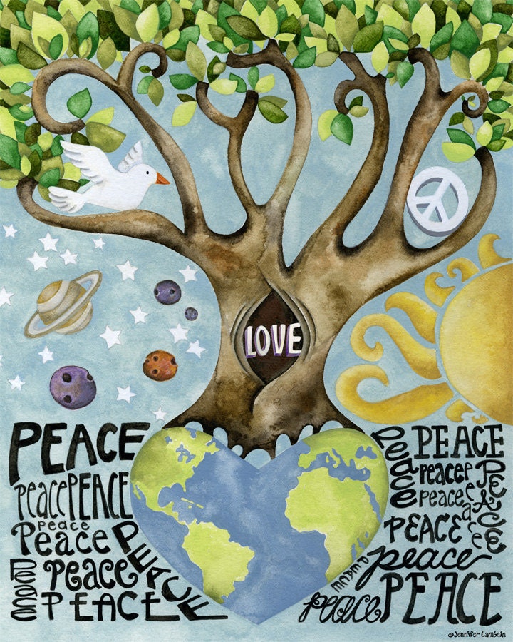 Boston Donation Art Print 8x10. Peace And Love On Earth.