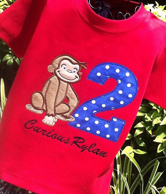 Boys Curious George with Age on SHORT SLEEVES