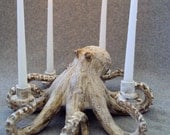 Nautical Ceramic Octopus Candelabra by Shayne Greco Beautiful Shabby Chic Mediterranean Sculpture Pottery