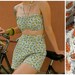 Swell Dame 1950s reproduction playsuit with vintage fabric with fabulous atomic print in ORANGE