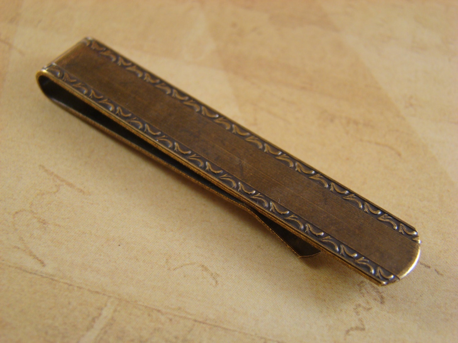 One Tie Clip, Tie Bar, Antiqued Brass - Gift For Stylish Guys - Style No. TC137M-AB