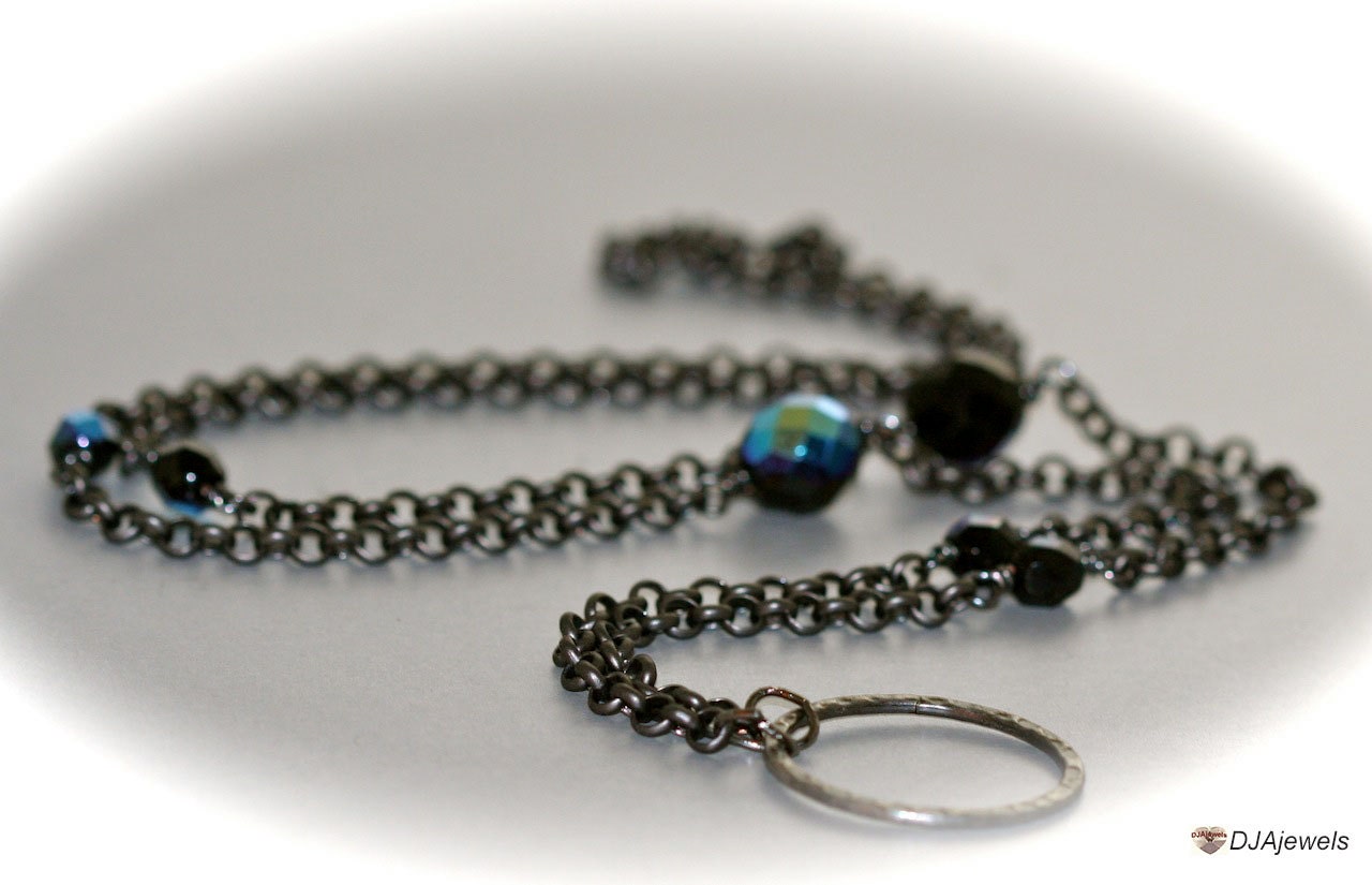 Jet Black Beaded Eyeglass Necklace. Loop. Leash. Lanyard.