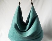 Weekend Sale - Teal Hobo - Turquoise Vegan suede slouch bag - Handmade handbag - Pick your COLOR -Made to Order