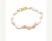 Pink Bracelet - Hand Knotted Bracelet - Gemstone Jewelry - French Garden Ooak