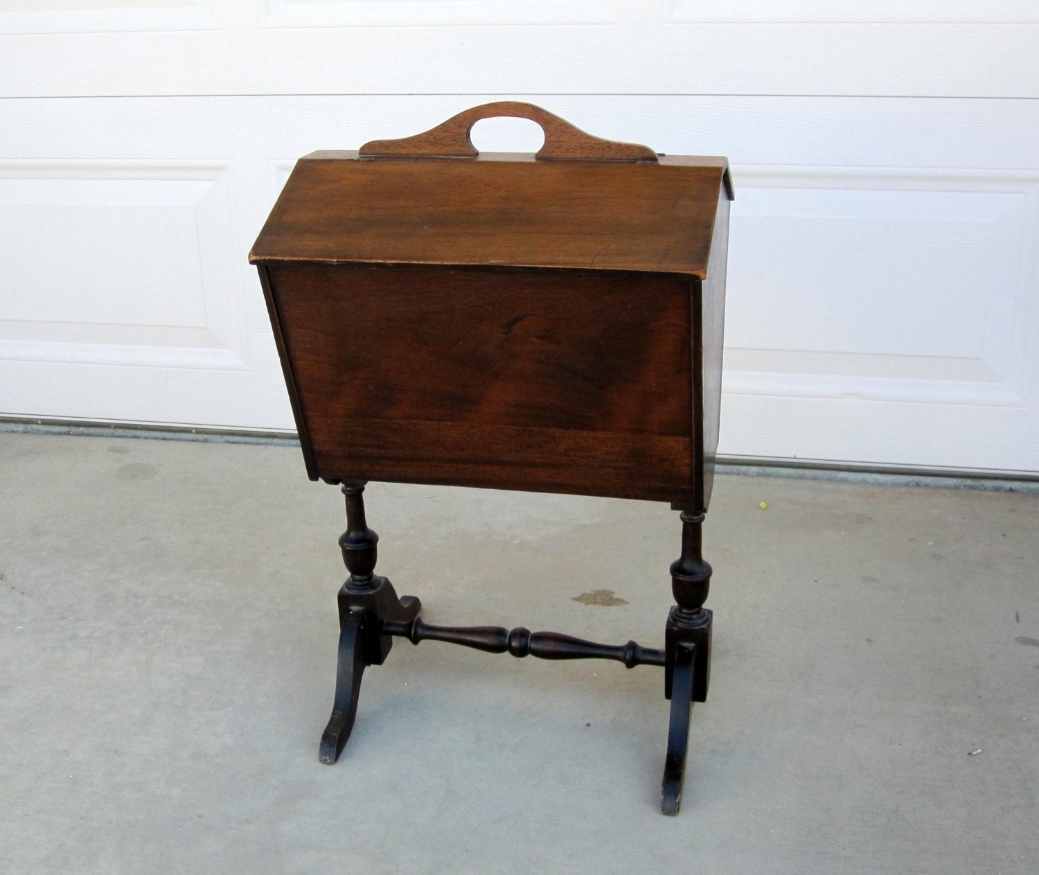 Antique Mahogany Sewing or Knitting Box / Craft Chest by MidMod