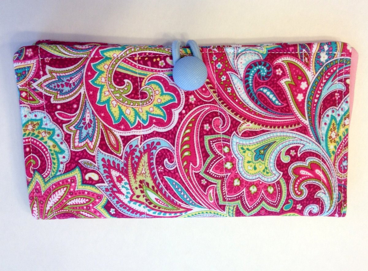 Paisley Wallet, Bifold Wallet Raspberry, Card Organizer Wallet