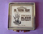 Antique Inspired Apothecary Potion Label Fingers Blood Extract Compact Makeup Mirror
