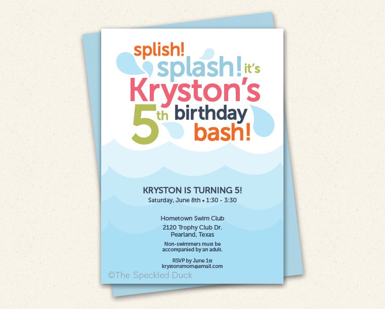 Splish Splash - Custom Invitation Il_570xn