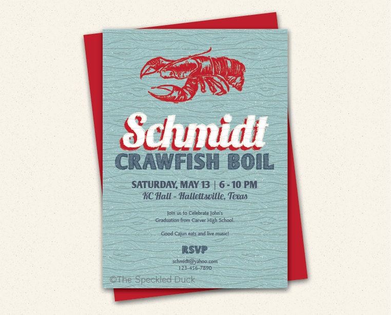 Crawfish Blue Wood - Custom Invitation Il_570xn
