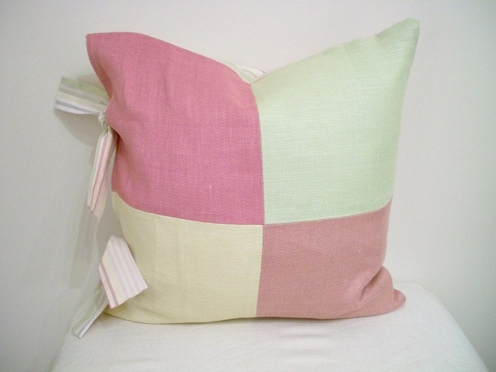 Geometric Color Blocked Decorative Pillow Cover Linen Pastel
