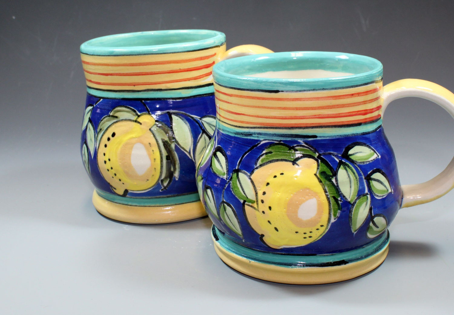 Lemons on Blue Mug