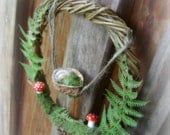 Woodland Forest floor wreath -  Waldorf inspired  - Toadstools and little moss baby