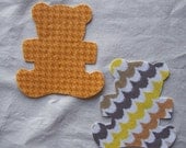 2 Small Fabric Iron On Teddy Bear Appliques