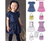 Toddler Girls Dress & Purse Pattern New Look 6017 UNCUT Size 1/2 1 2 3 4