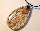 Soul Spirit  Book Page Word Flower Nature Pendant  Boho Resin Necklace  Dictionary Bohemian Jewelry